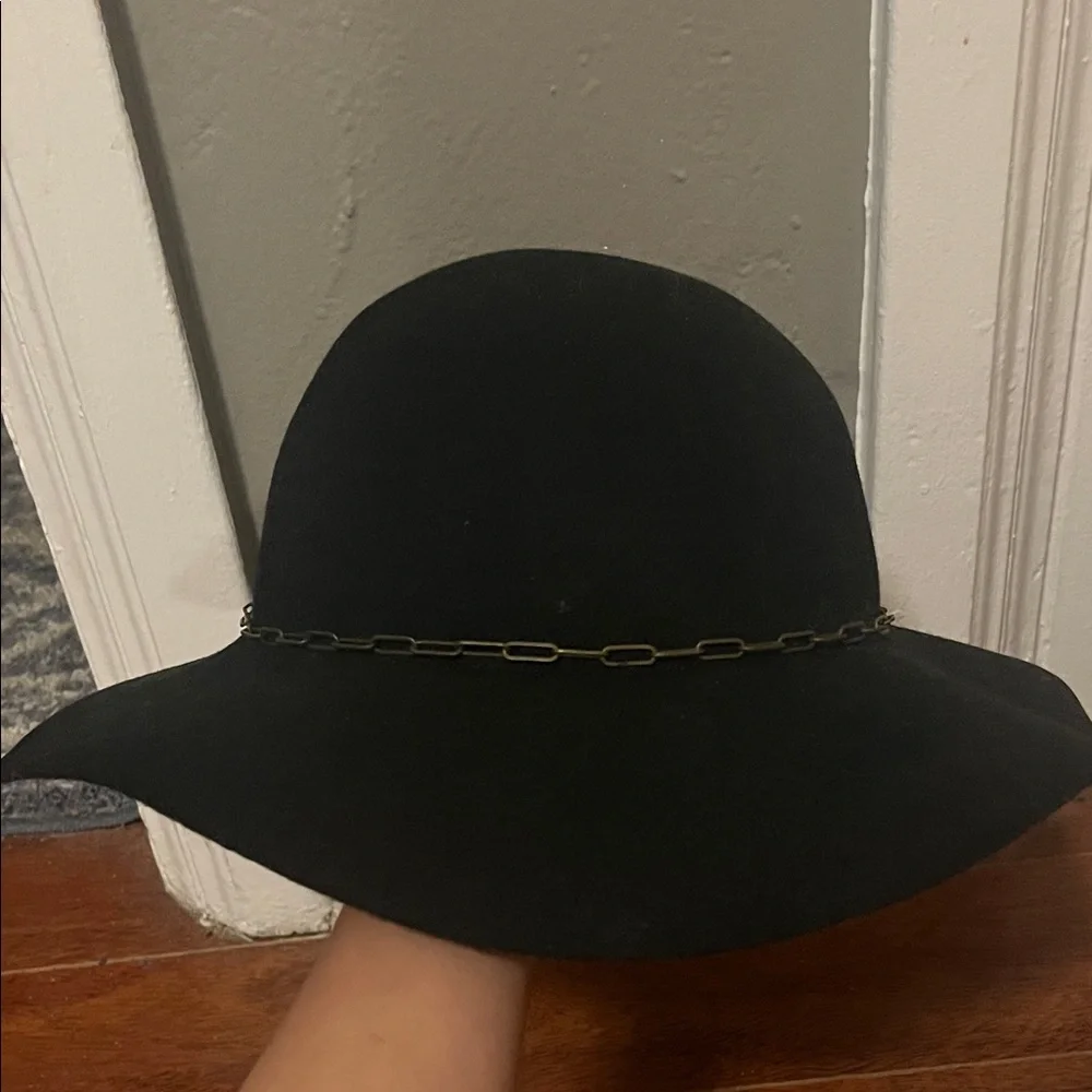 Christian Siriano Black Hat with Chain Detail